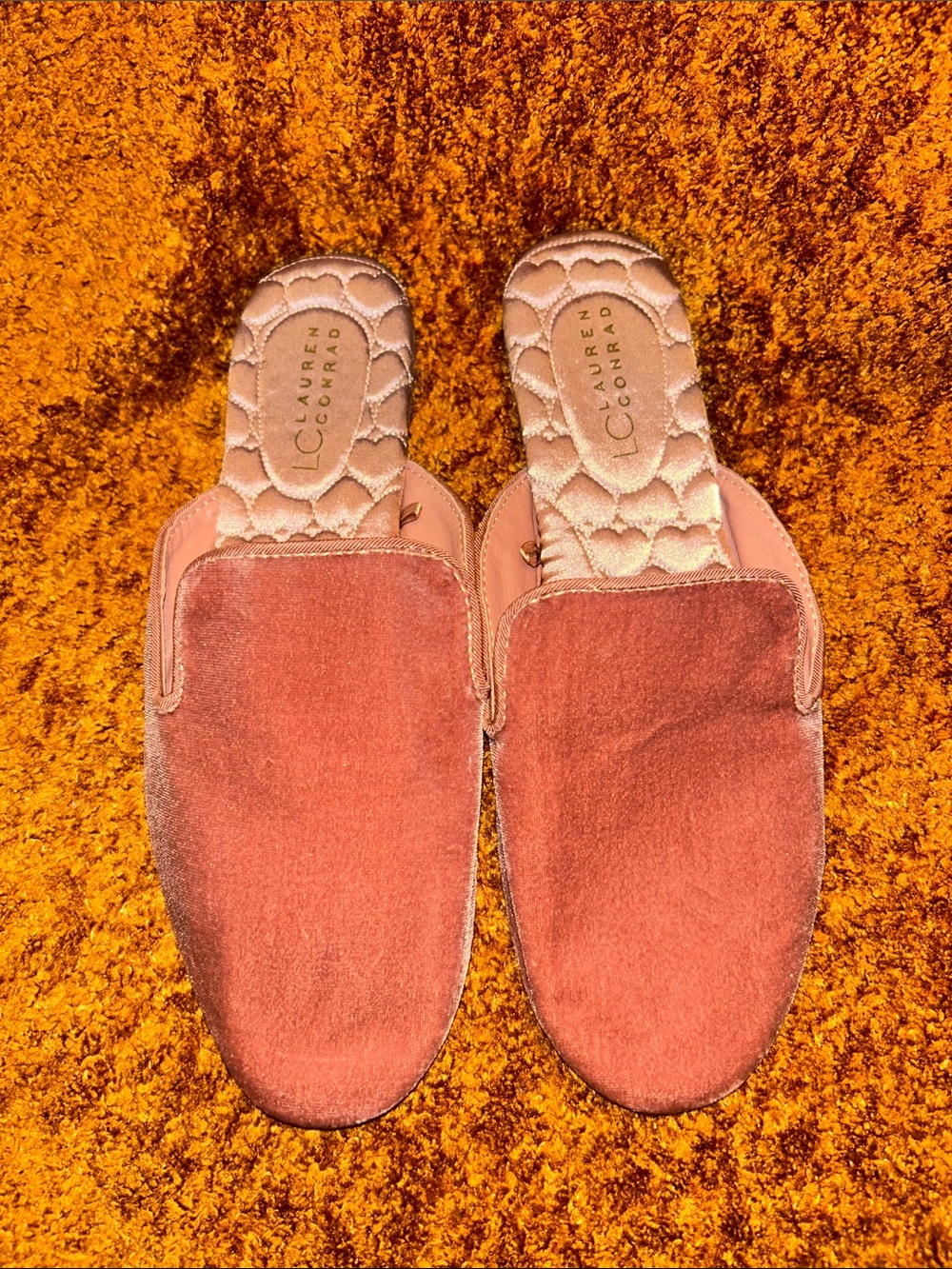 LC Lauren Conrad Rose Velvet Quilted-Insole Slip-On Mules